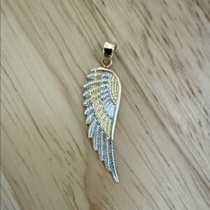 Elegant 14kt Gold and white gold Wing Pendant